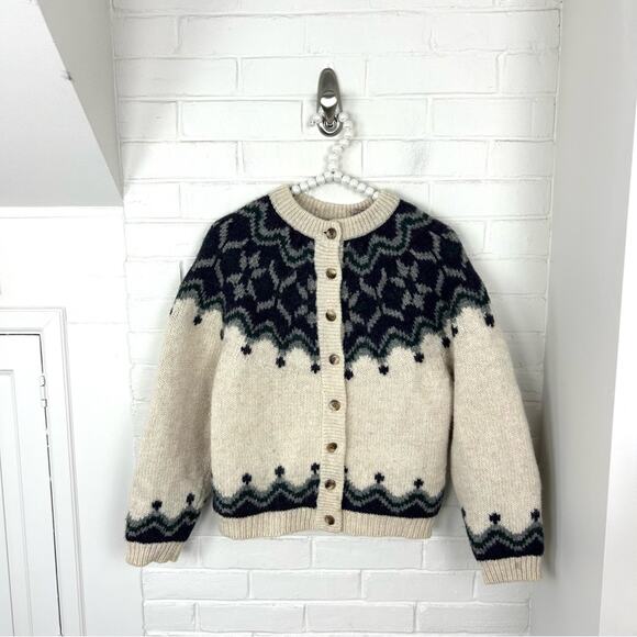 Vintage EMS Eastern Mountain Sports Shetland Wool Cardigan Sweater Size S - Picture 1 of 13